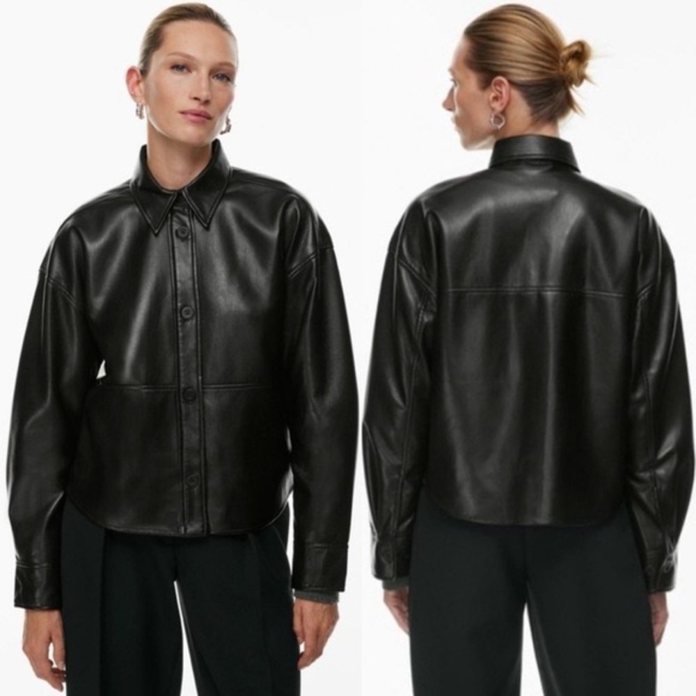 Babaton Black Vegan Leather button up